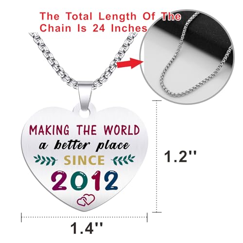 13th Birthday Gifts for Girls - Born In 2012 Birthday Gifts - Engraved Stainless Steel Heart Pendant Necklace - 13 Year Old Girls Birthday Gift2