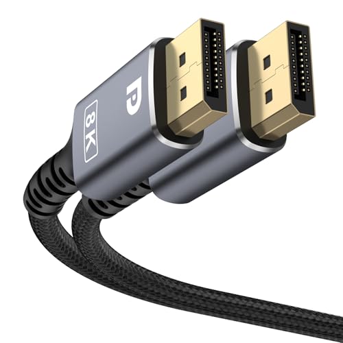 8K DisplayPort Cable 1.4 DP to DP Cable 2M[8K@60Hz 4K@144Hz 1080P@240Hz] HBR3 Support 32.4Gbps HDR HDCP 2.2 FreeSync G-Sync Braided Display Port for Gaming Monitor Graphics PC (Black 2M)