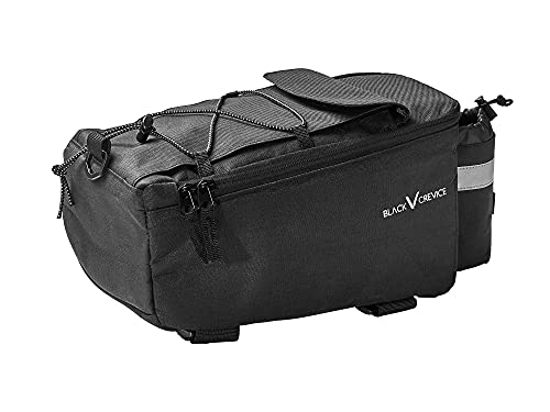 Black Crevice Rack Bag Sacoche de vélo I Sac isotherme pour boissons et aliments I Sac porte-bagages rembourré avec porte-bouteille avec élastique I 30 x 15 - 10 x 15 cm Cover