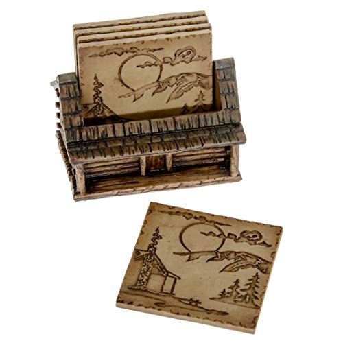 Cabin-Log-Coaster-Set-for-Drinks-Modern-Home-Decor-Accents-Hunting-Decor-for-Man-Cave-Coasters-and-Holder-Set-Rustic-Absorbent-Coaster-Set-with-Holder-for-Drinks-Housewarming-Gifts-Decor Cabin Log Coaster Set for Drinks Modern Home Decor Accents Hunting Decor for Man Cave Coasters and Holder Set Rustic Absorbent Coaster Set with Holder for Drinks Housewarming Gifts Decor