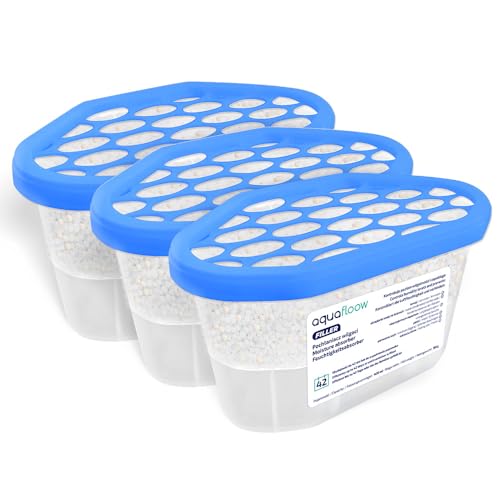 Aquafloow Deshumidificador 400 ml, Antihumedad Habitación 3 Piezas | Neutralizador de Olores, Absorbente de Humedad para Cocina, Armario, Baño, Estudio, Ropa