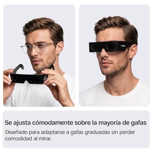 Miniatura 2 de ORRO Gafas para Eclipse Solar de 45 mm, Pack de 2/6/12, Se Ajustan sobre Gafas Graduadas, Protección Ocular Certificada, Ensayadas según EN ISO 12312-2:2015, Marcado CE - Ajuste Edge