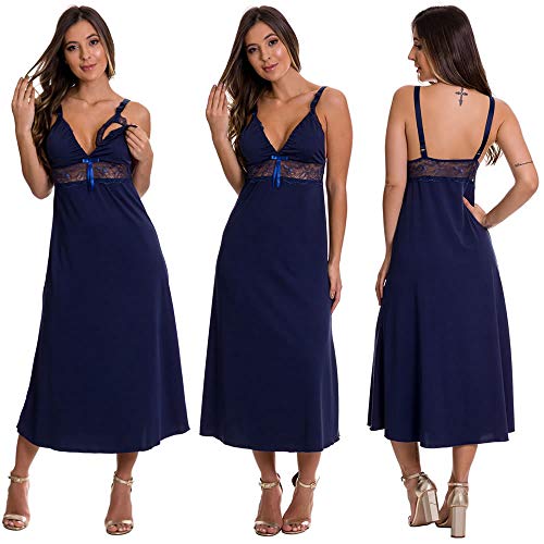 Camisola Amamentação Longa com Robe Gestante Luxo Estilo Sedutor - ES216-219