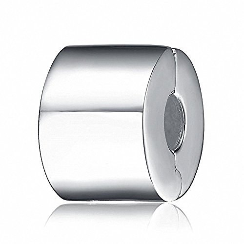 Clips redondos de plata genuina de ley 925, cuentas que ajustan el adorable brazalete