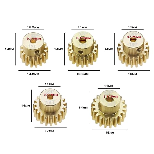 ECSiNG 5PCS 32DP 3.175mm Pinion Motor Gear Set 16T 17T 18T 19T 20T for 1/10 RC Car 3650 540 550 Brushless Motor Shaft Sprocket Replacement Parts - Image 4