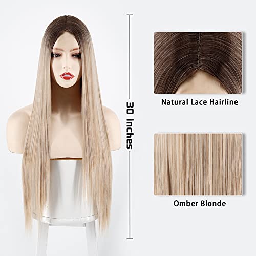 Xinran Ombre Blonde Wig - Long Synthetic Hair for Cosplay