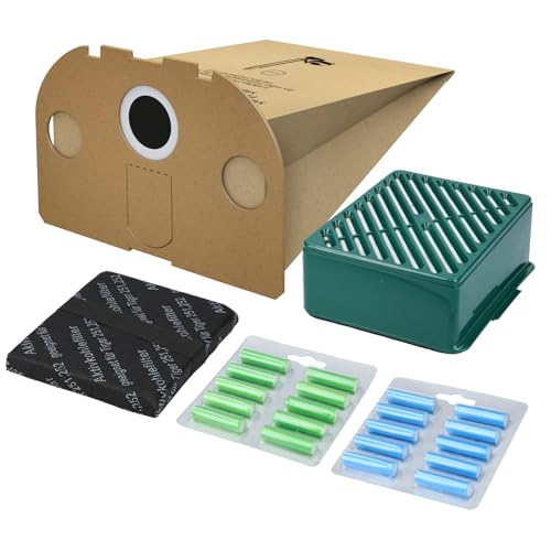 McFilter | 20 Staubsaugerbeutel + Aktivfiltersystem + Aktivkohlefilter + 2x Duft geeignet f. Vorwerk Tiger 251 252 Kobold VK251 VK252 Staubsauger | Set 24-tlg | VO 550