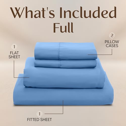 Image of Utopia Bedding Full Size Sheet Set - 4 Piece Bed Sheets, Soft and Breathable Microfiber, Includes 1 Fitted Sheet, 1 Flat Sheet and 2 Pillowcases - Oeko Tex (Dutch Blue)