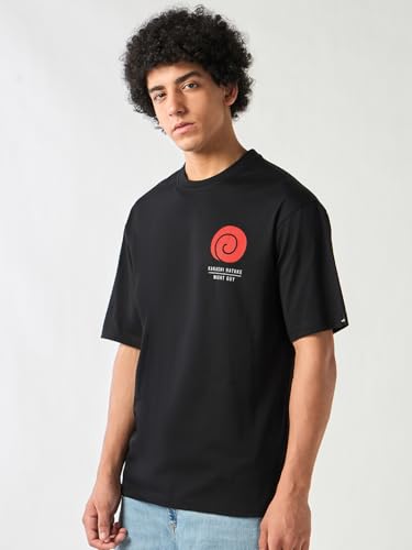 Image of Bewakoof X Naruto Kakashi Chidori Men's Graphic Print Oversized Fit Half Sleeve Round Neck T-Shirt | Bewakoof American Pima | | Lightweight | Multipurpose