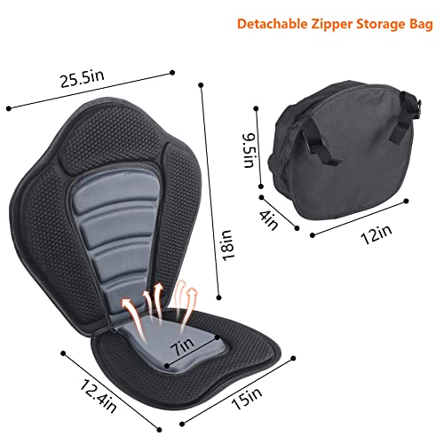 Kayak Seat Paddle Board Seat With Detachable Waterproof Storage Bag,Kayak Seats With Back Support For Sit On Top, For Kayaking Canoeing Rafting Fishing,Black #TOP1