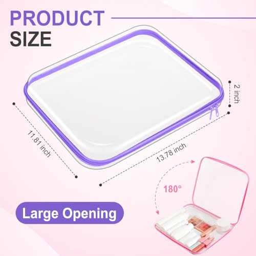 Image of Hoolerry 4 Pcs Hard Clear Zipper Case Makeup Bags Plastic Zipper Pouch Transparent Storage Box Containers for Cosmetics, Snacks, Building Blocks, Puzzles(Clear,13.8 x 11.8 x 2 in,Multicolor)