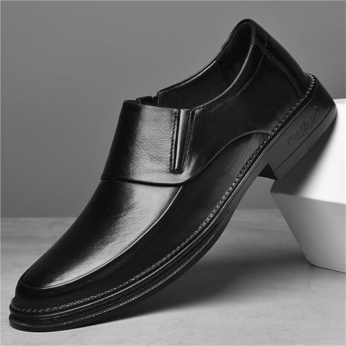 Men Vegan Leather Monk Strap Shoes Slip On Pointed Toe Apron Toe Non Slip Rubber Sole Low Top Block Heel Work Comfortable4