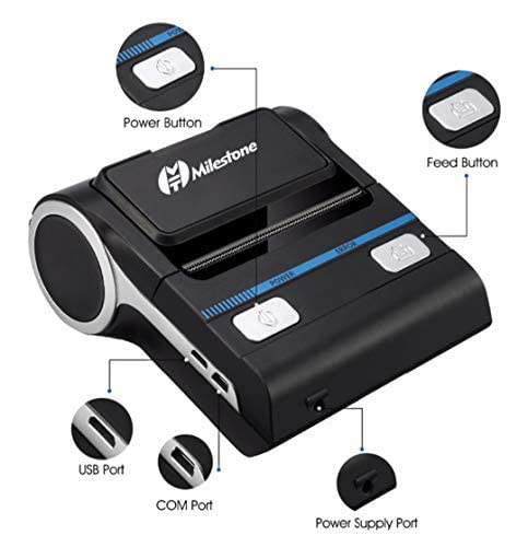 Image of P8001 3 inch 80mm Thermal Bluetooth Printer for Small Bussines, Restaurant Zomato KOT, Shopping Mall, Mini Market - Thermal Printer (P8001)
