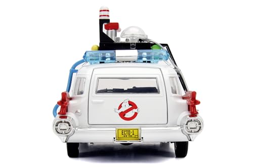 Jada Toys Ghostbuster ECTO-1, Modellauto, Spielzeugauto aus Die-cast, öffnende Türen, Kofferraum & Motorhaube, Maßstab 1:24, weiß