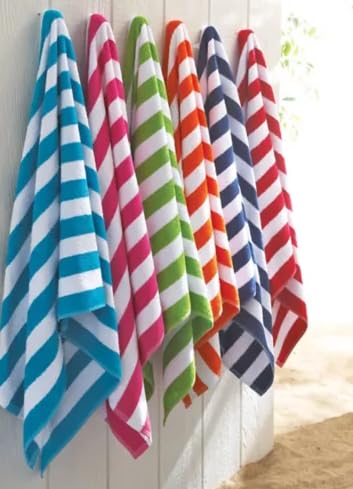 Image of Casa Copenhagen Pack of 2 Cabana Beach XL Towels for Bath Cotton Rough and Tough Use,75 x 150 cm Colour :SaltPink-Blue