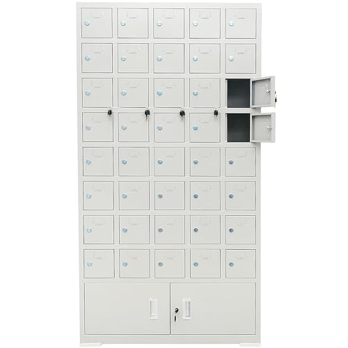 HQHAOTWU Mobile Phone Storage Cabinet Cell Phone Storage Locker Mobile Phone Steel Storage Cabinet 40 Doors Phone Storage Station Cell Phones Locker Box with Door Locks and Keys for Leisure Places
