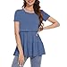 Bearsland Women’s Nursing Top 3pack Short Sleeve Scoop Neck Nursing Shirt Breastfeeding Shirts, Haze Blue & Light Apricot & Blue Roses, XXL