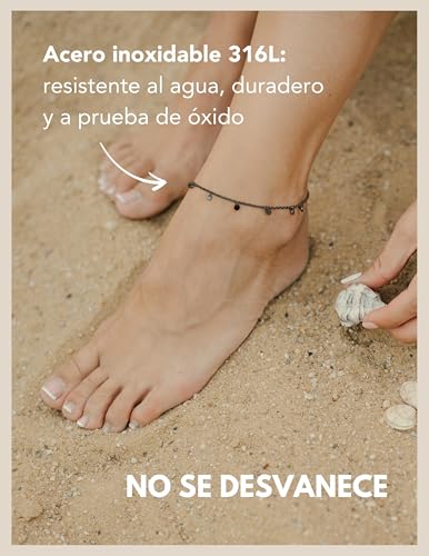 Tobillera para mujer impermeable de acero inoxidable joya moderna con monedas 3