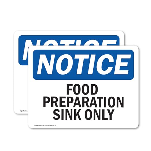 (2 Pack) Food Preparation Sink Only OSHA Notice Sign 5 Inch X 3.5 Inch Vinyl Label Decal Sticker Weather Resistant, UV Protected for Workplace, Business, and Construction Site, Made in the USA