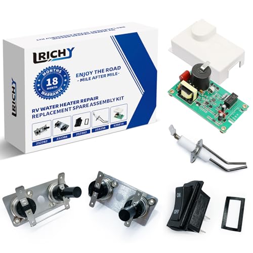 Lrichy 5 in 1 Value RV Water Heater Parts Spare Kit for Suburban, 520814 Control Circuit Board, 232306 & 232282 T-STAT and E.C.O Switch, 232258 Igniter Electrode, 232362 Electric Element Switch
