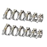 PanjinHub 20 Pack 6 Sizes T-Bolt Hose Clamps Set, Working Range 28-64mm for 0.75