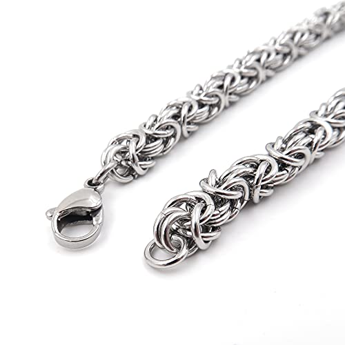 Steelmeup Stainless Steel Round Byzantine Chain Bracelet Unisex Men Women 6Mm 8Inch #TOP2