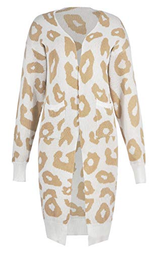 image for Angashion Women's Cardigan Long Sleeves Leopard Print Knitting Sweater