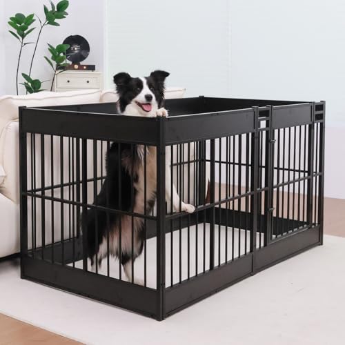 RYPetmia Dog Playpen, 31.5" Height Dog Pen Indoor, Heavy Duty, Safe and Sturdy, Furniture Style Puppy playpen