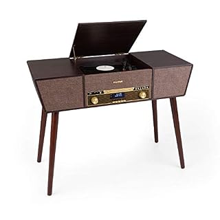 AUNA Belle Epoque 1912 – Platine Vinyle, Tourne Disque, 3 Vitesses: 33 1/3, 45 et 78 TR/Min, Radio Dab+/FM, Bluetooth… - Les Beatles, Paul McCartney, John Lennon, RIngo Starr, George Harrison