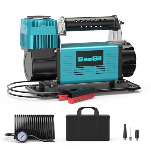Seesii Offroad Air Compressor Kit, 12V DC Tire Inflator, 5.65 CFM Portable Air Compressor with Tire Pressure Gauge, Max 150PSI Air Pump Heavy Duty for Car SUV Pickup Truck 4x4 Vehicle RV ATV