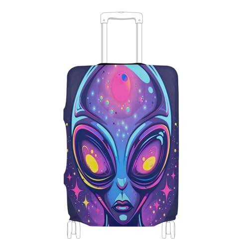 Alien Luggage Cover for Suitcase, Elastic Travel Protector with Zipper, Washable Anti-Scratch Dustproof Luggage Sleeve Fits 22-24 Inch