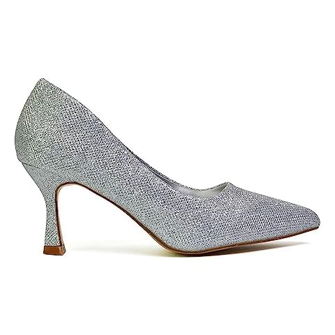 Womens Glitter Pointed Toe Court Shoes Cover