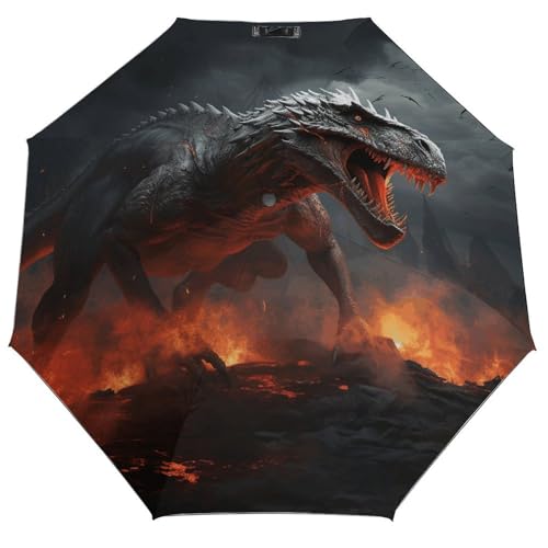 Image of Red Magma Flying Dragons 3 Commuter Umbrella.Sun UV Compact Umbrella