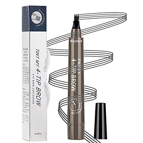 Beynest Microblading Eyebrow Pen,Eyebrow Pencil with a Micro-Fork Tip Applicator,Tat Brow Pen,Waterproof Long Lasting Natural Eyebrow Makeup Gray