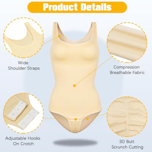 Image of VVX Bodysuit for Women - Tummy Control Seamless Tops Compression Butt Lifting Shapewear Bodysuits