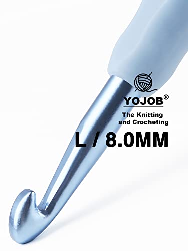 Image of YOJOB 2Pack Size 7.0mm, L / 8.0mm Crochet Hooks, Super Smooth & Ergonomic for Beginner and Advanced (7.0mm, 8.0mm)
