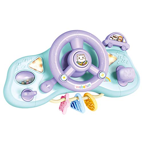 Rose Avec Socle Jeja Jouets De Volant Pour Enfants Controleur De Conduite Portable Simule Avec Un Drole De Son Et De Musique Cadeau Educatif Precoce Pour Enfant En Bas Age Enfants Jouets D Eveil