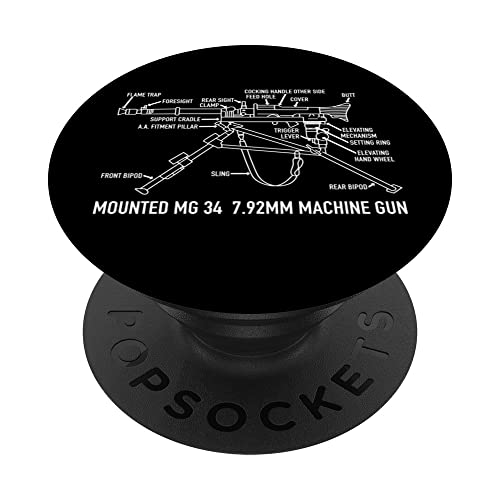 MG 34 German WW2 Machine Gun Tripod Blueprint Diagram PopSockets Swappable PopGrip