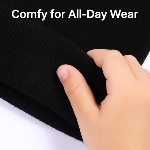 Kids Knit Beanies with Gloves, Boys Girls Embroidery Cat Hat Tractor Beanie Winter Caps for 3-8 Years4