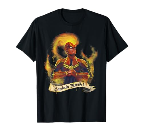 T-shirt Captain Marvel Flame Portrait idéal pour vos sorties geek