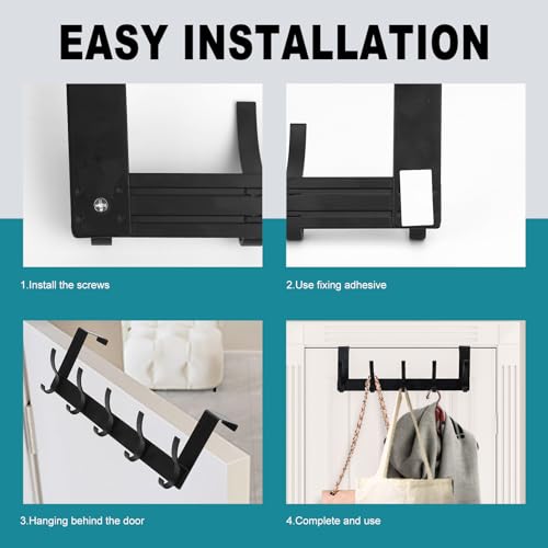 Miniatura 3 de Szzhiyong Perchero Puerta, Ganchos Colgador Puerta, Gancho Para Mampara De Ducha Baño, Gancho De Ducha Percha Puerta, Perchero Para Puerta Sin Taladrar, Gancho De Puerta Para Colgar Ropa, Negro