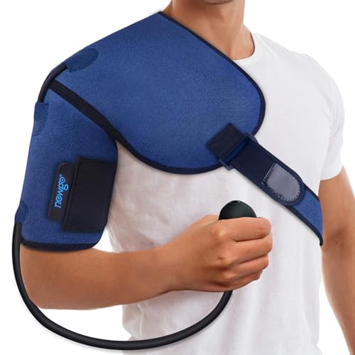 NEWGO Paquete de gel de hielo para hombro con compresión de aire, almohadillas de refrigeración ajustables para compresas frías y calientes, alivio del dolor para manguito rotador, lesiones en los