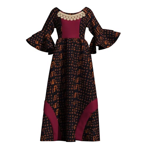 Image of iooiooi Womens African Print Party Maxi Dress Tradition Dashiki Ankara Long Dress & Headwrap