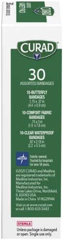 CURAD Assorted Adhesive Bandages, 4-Sided Seal, Variety Pack, Perfect for First Aid Kit, 30 Count, Pack of 6