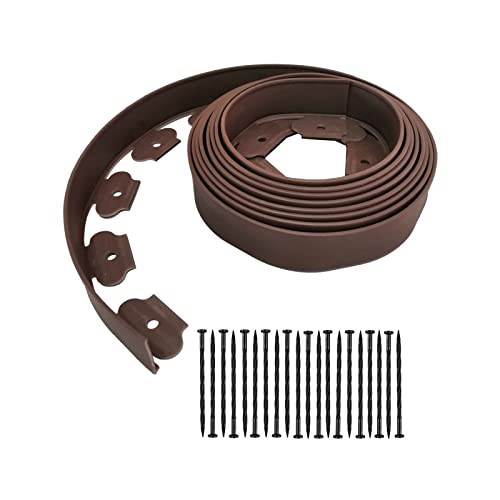 Landscape Edging,20ft Brown Plastic Garden Edging with 20 Stakes,2 in Tall by UEUORF - Used condition - US$19.66