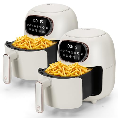 Taylor Swoden Freidora sin aceite, freidora de aire de 1300W, diseño compacto, 3L capacidad, pantalla LED táctil, 8 menús de cocinado preestablecidos. Cesta antiadherente. Color blanco, 2 Unidades