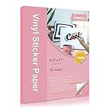 Premium Printable Vinyl Sticker Paper,Matte White 30 Self-Adhesive Sheets 8.5" x 11”,Waterproof Deca