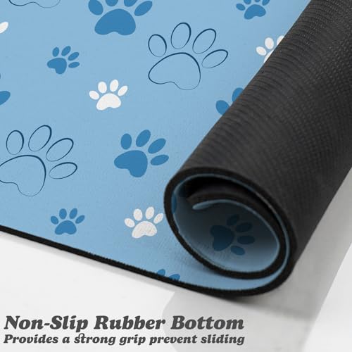 Tapis de nourriture pour chien bleu 43x76 cm étanche et absorbant - 4