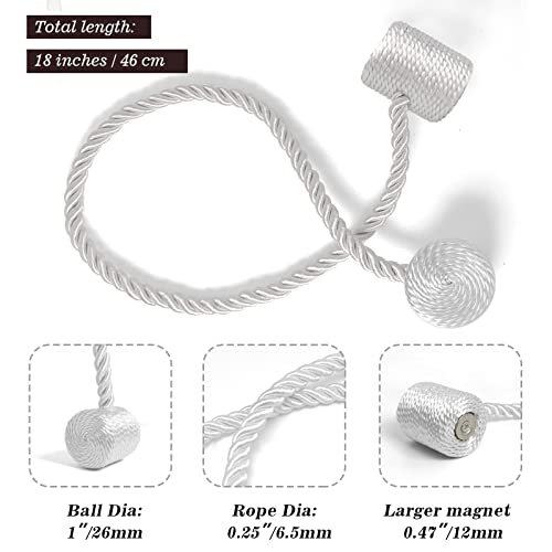 image for Hion Magnetic Curtain Tiebacks White 6 Pack, Curtain Tiebacks Buckles 