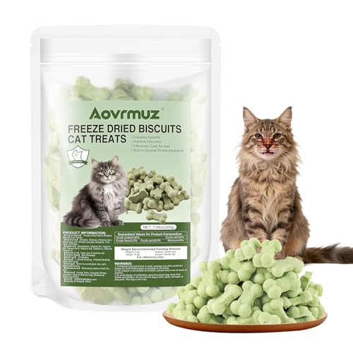 Aovrmuz Natural Salmon Freeze-Dried Crunchy Chicken Cat Treats – Ideal for All Cat Breeds, No Additives